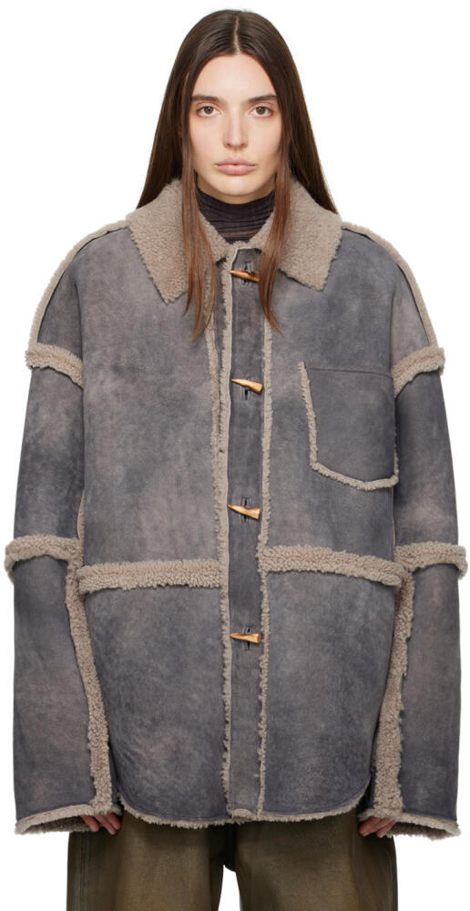 Acne Studios Gray Toggle Shearling Jacket Cover