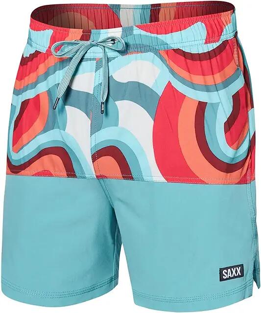 SAXX UNDERWEAR Oh Buoy Color-Blocked 2-N-1 Volley 5 (Giant Wave/Sea Foam) Men's Swimwear Cover