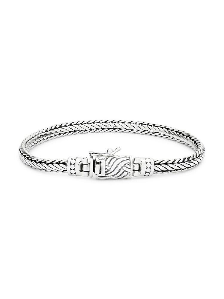 Eli Pebble Men's Sterling Silver Textured Lock Bracelet Cover