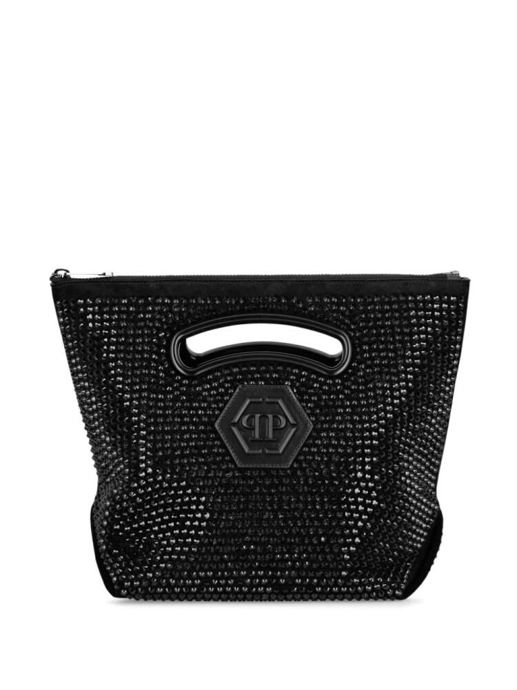 Philipp Plein medium crystal-embellished suede tote bag - Black Cover