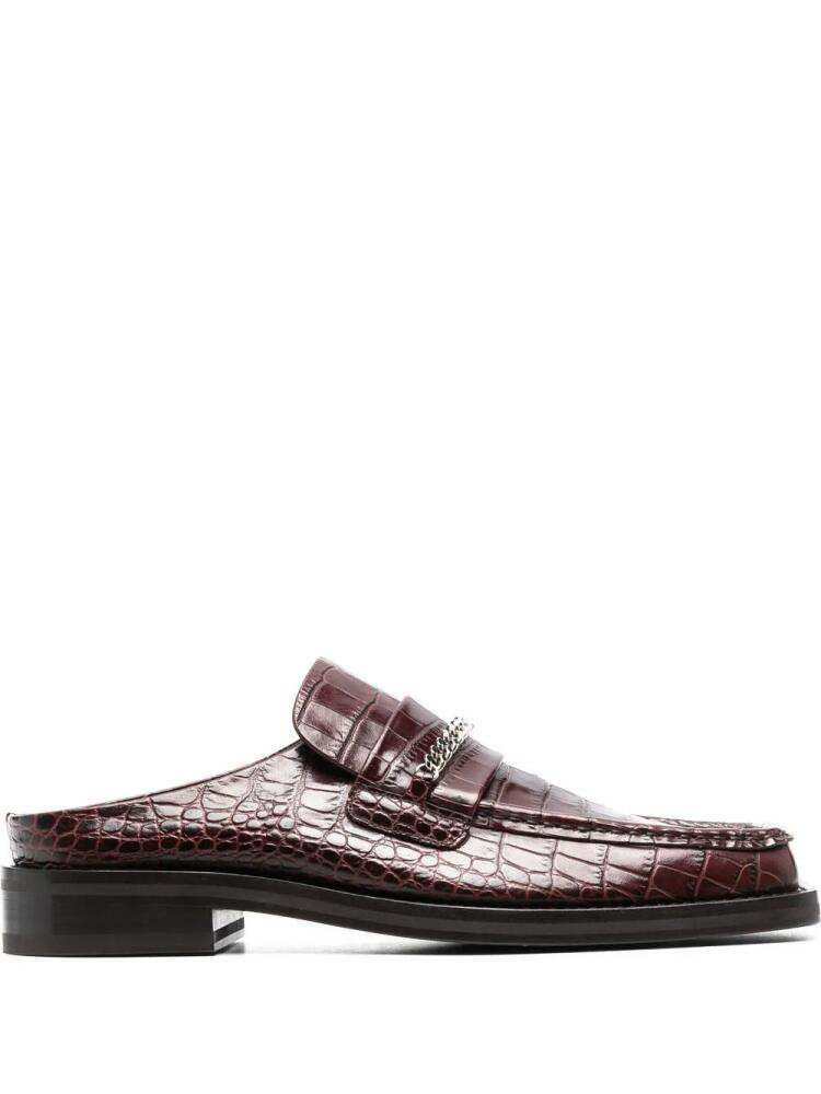 Martine Rose crocodile-effect square-toe loafers - Brown Cover