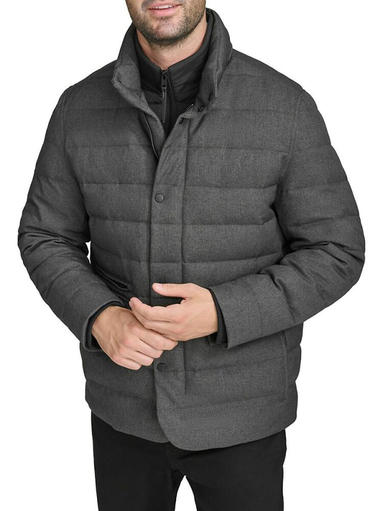 Cole Haan Men's Channel Quilted Down Jacket With Removable Bib - Dark Grey Cover