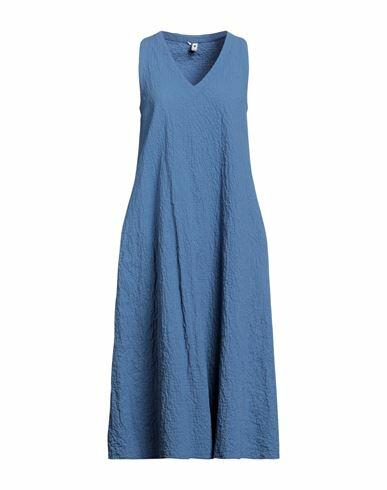 European Culture Woman Midi dress Slate blue Cotton, Rubber Cover