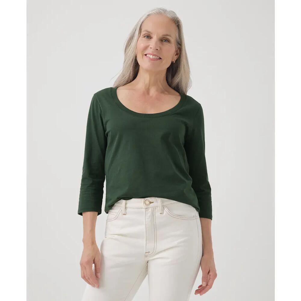 Pact Organic Cotton Softspun Scoop Neck 3/4 Sleeve Tee in Mountain View Cover