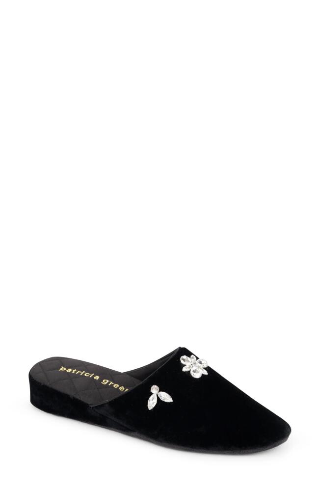 patricia green Lucille Crystal Embellished Velvet Slipper in Black Cover