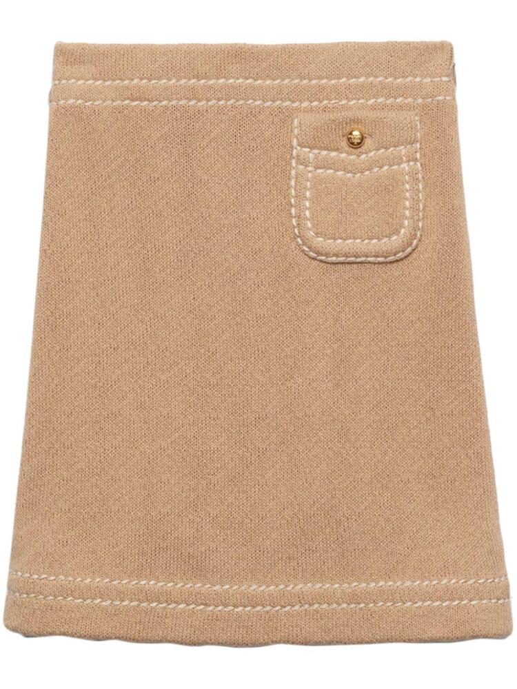 Prada knitted cotton mini skirt - Neutrals Cover