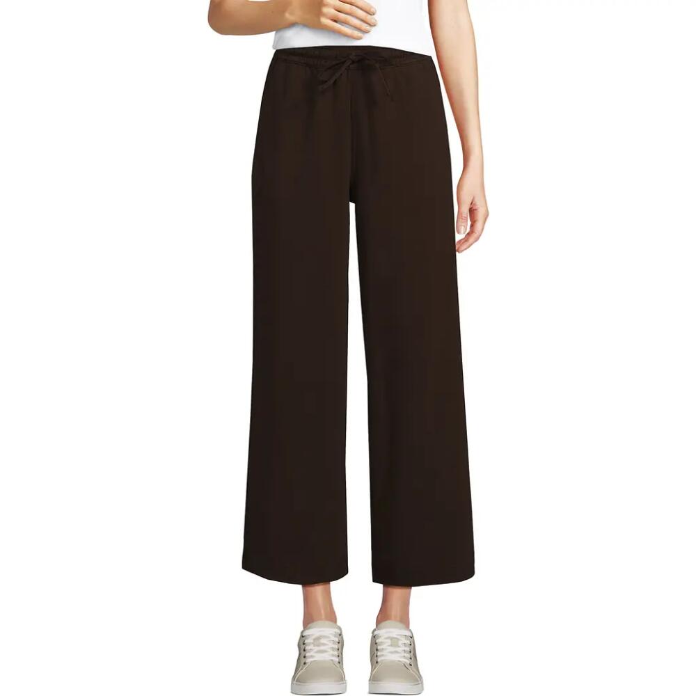 Lands' End Sport Knit Pull On Drawstring Wide Leg Crop Pants in Rich Coffee Cover