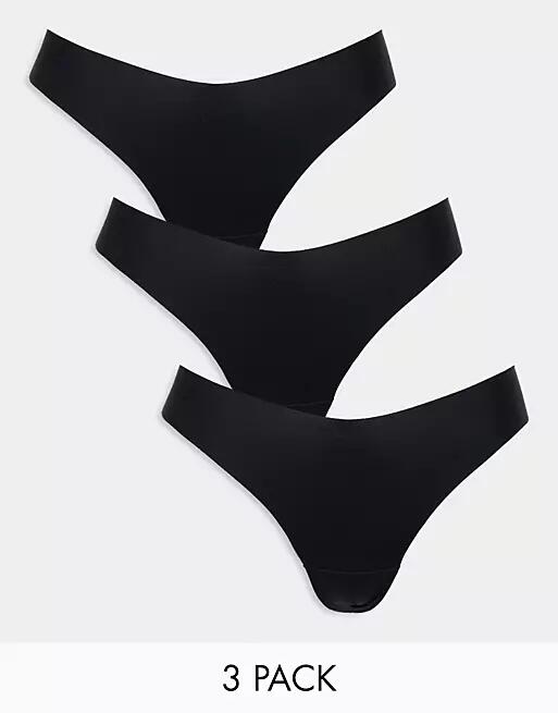 Lindex 3 pack high leg invisible thong in black Cover