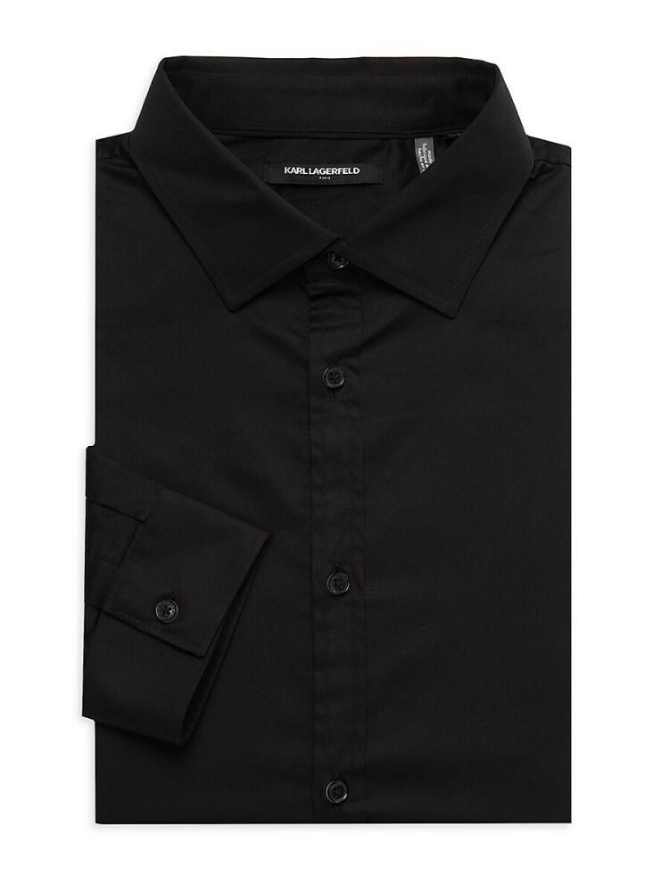 Karl Lagerfeld Paris Men's Spread Collar Dress Shirt - Black Cover