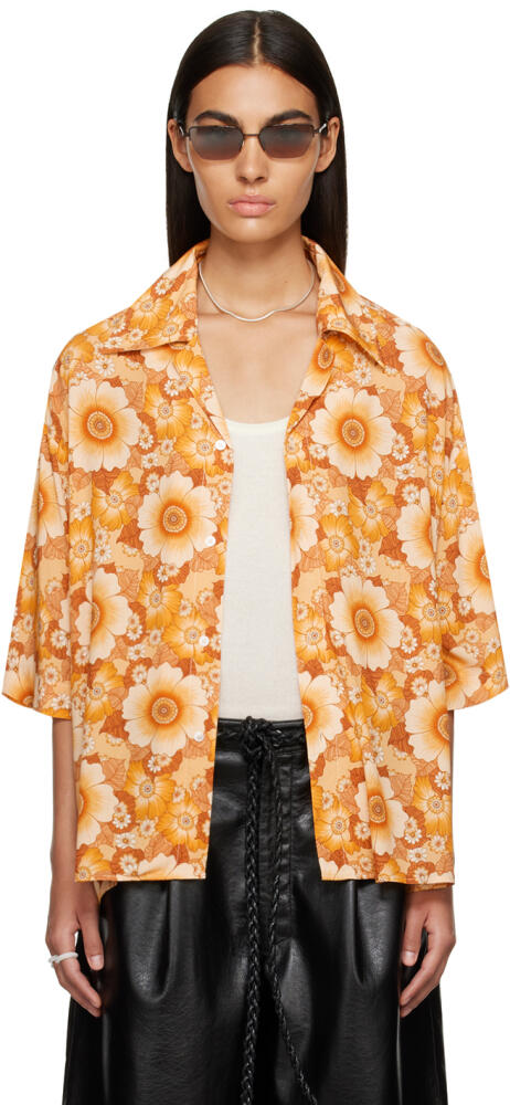 LU'U DAN Orange Floral Shirt Cover