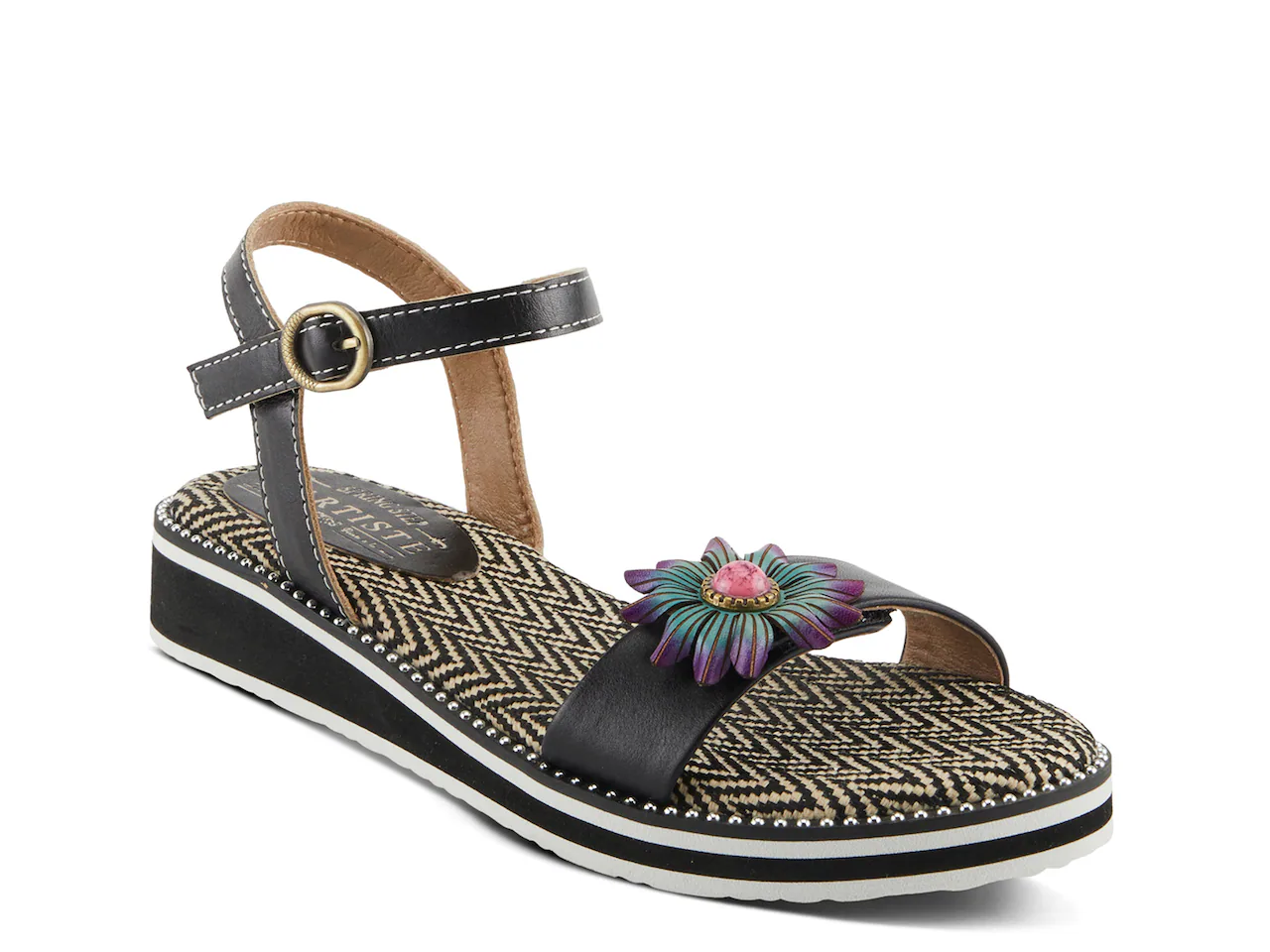 L'Artiste by Spring Step Tilton Wedge Sandal | Women's | Black Cover