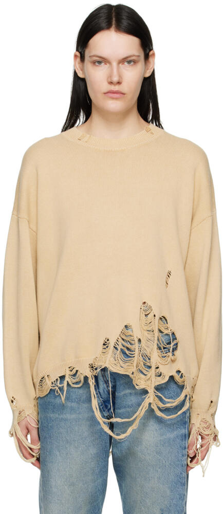 R13 Beige Destroyed Oversized Sweater Cover