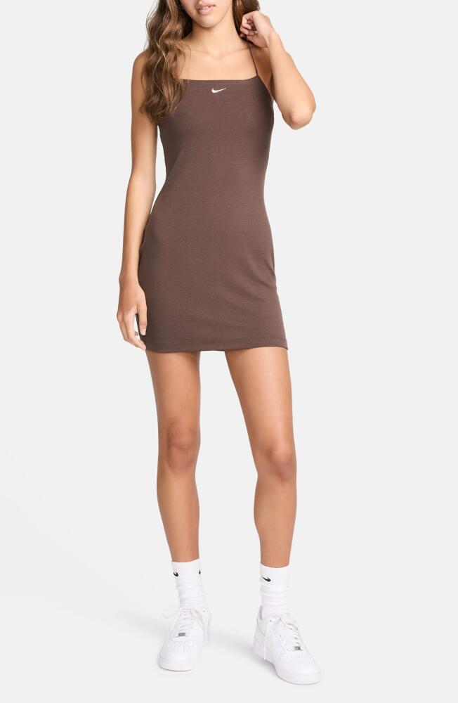 Nike Sportswear Chill Knit Mini Rib Cami Minidress in Baroque Brown/Sail Cover