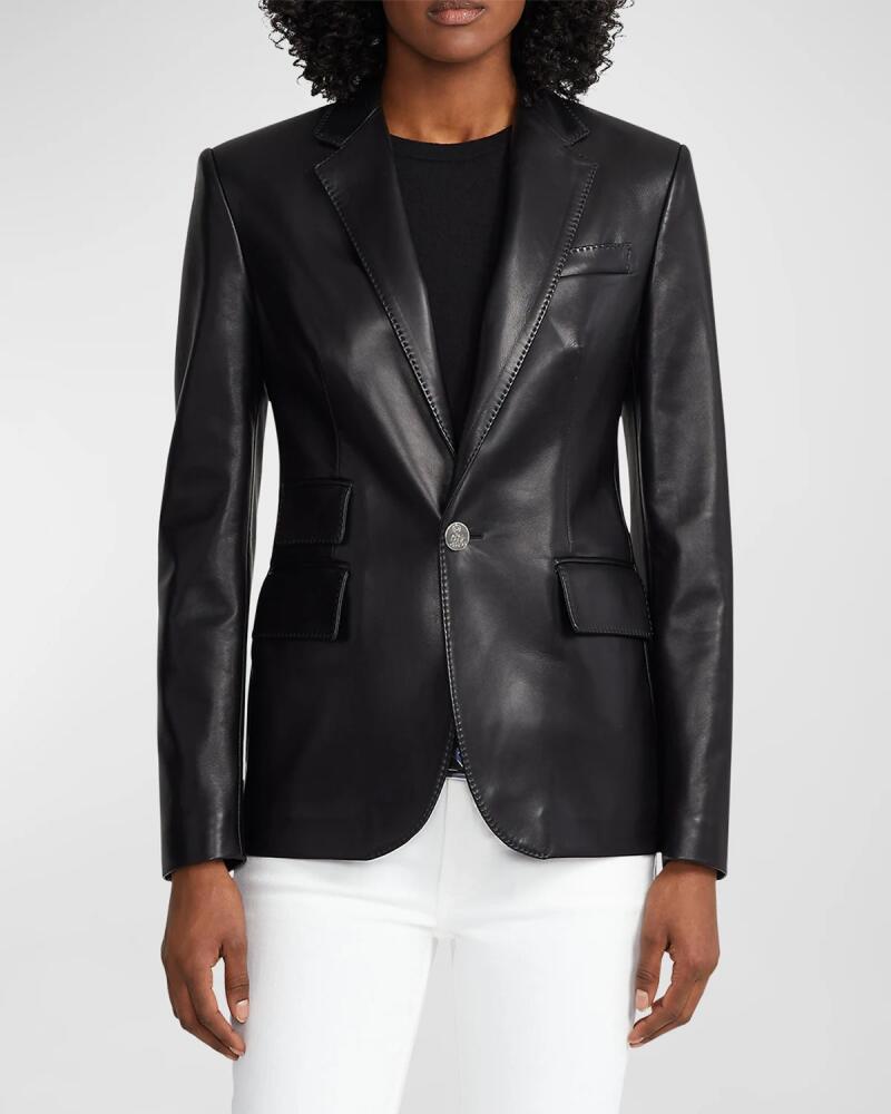 Ralph Lauren Collection Parker Leather Single-Breasted Blazer Jacket Cover