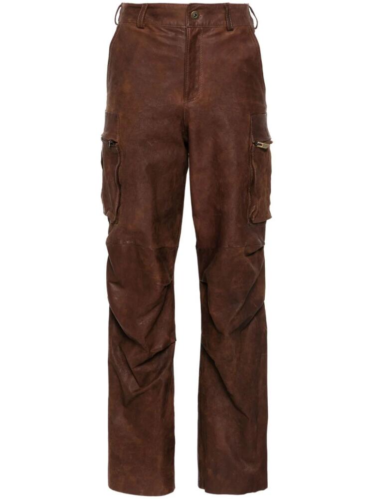 Salvatore Santoro straight-leg leather trousers - Brown Cover