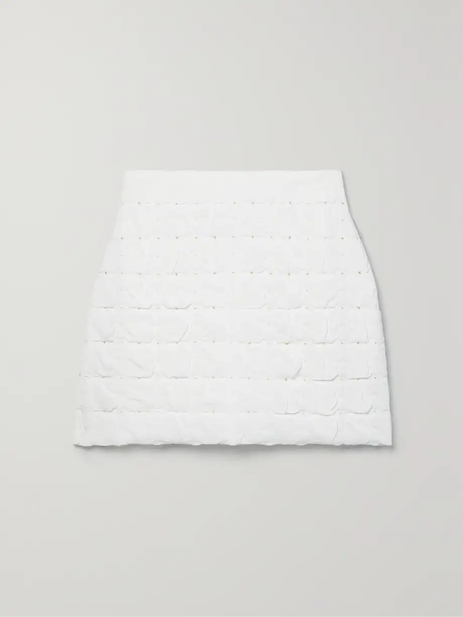 Oscar de la Renta - Matelassé Pointelle-knit Mini Skirt - Ivory Cover