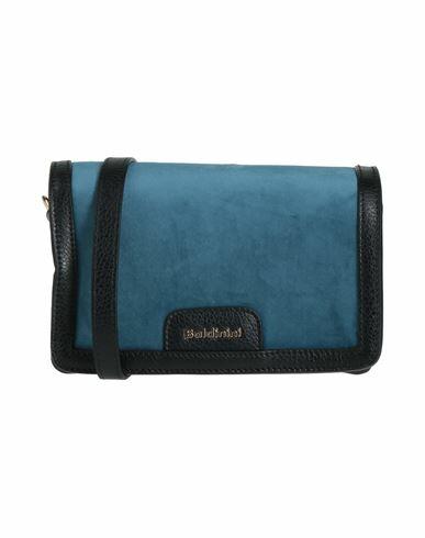 Baldinini Woman Cross-body bag Slate blue Soft Leather, Textile fibers Cover