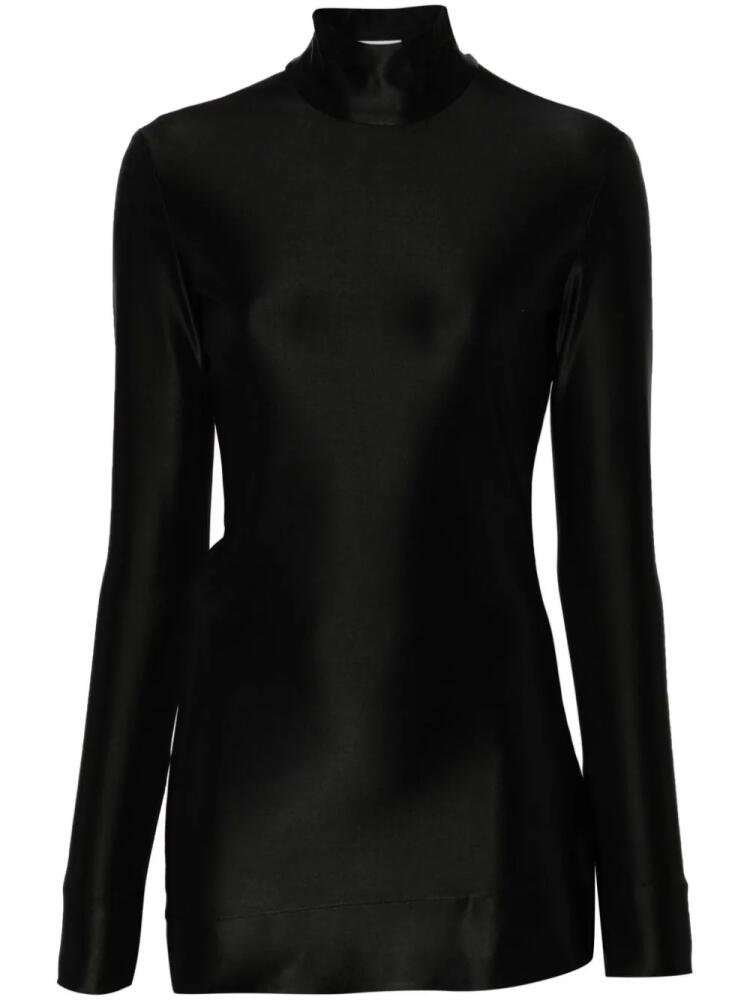 Jil Sander mock-neck long-sleeve satin blouse - Black Cover