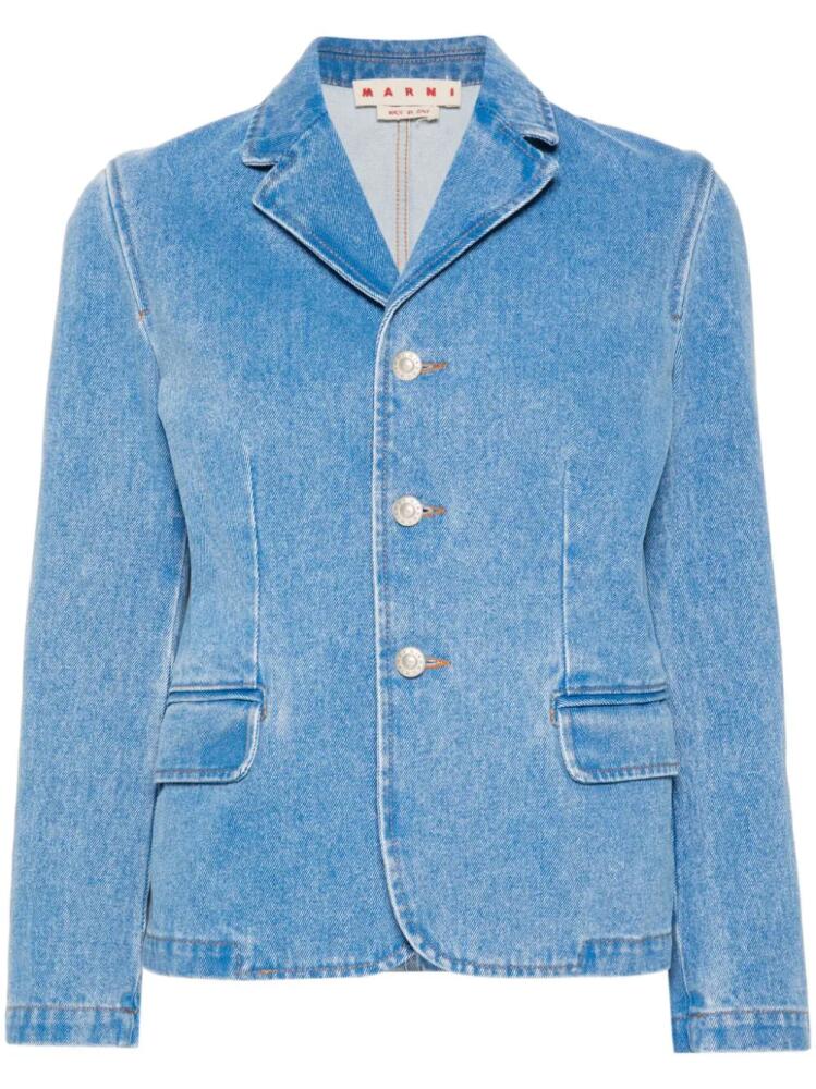 Marni logo-patch denim blazer - Blue Cover