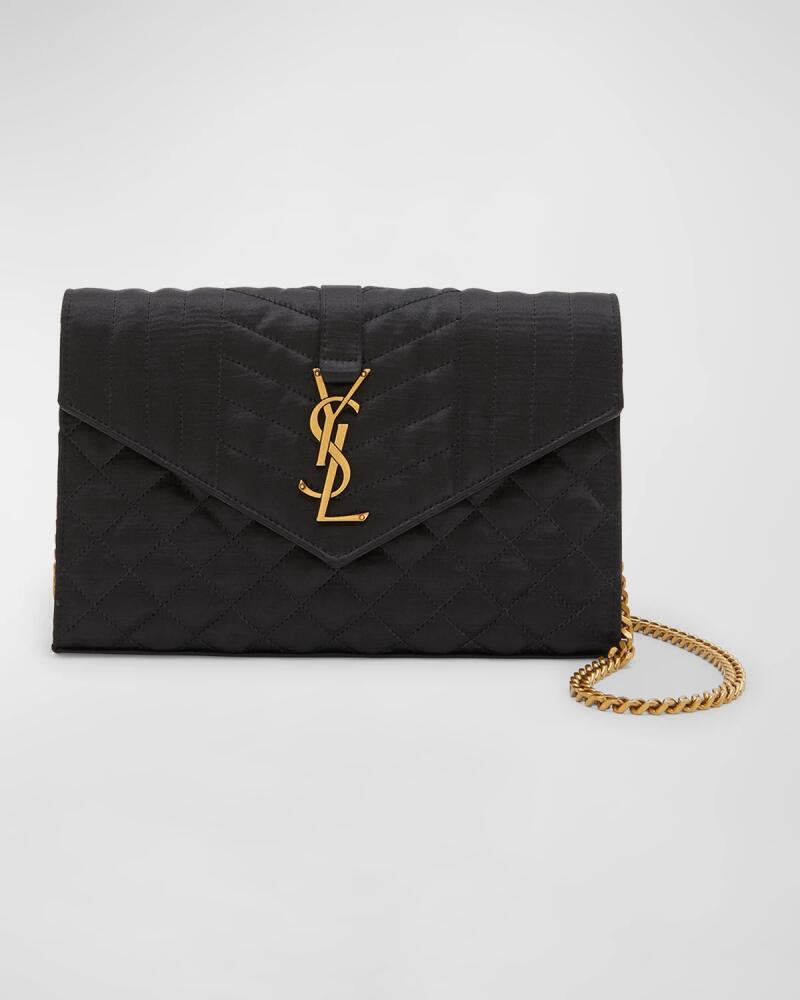 Saint Laurent YSL Monogram Large Wallet on Chain in Satin Cover