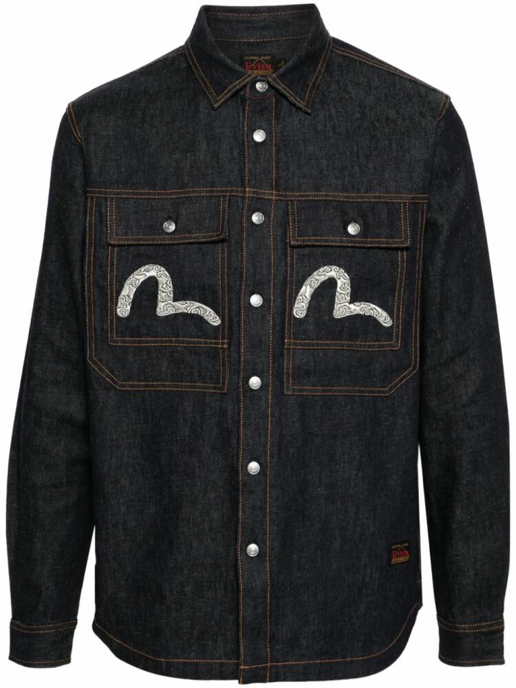 EVISU Cloud-pattern Seagull embroidered denim shirt - Blue Cover