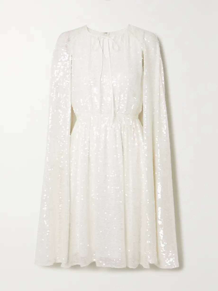 Erdem - Austin Cape-effect Sequined Chiffon Midi Dress - Ivory Cover