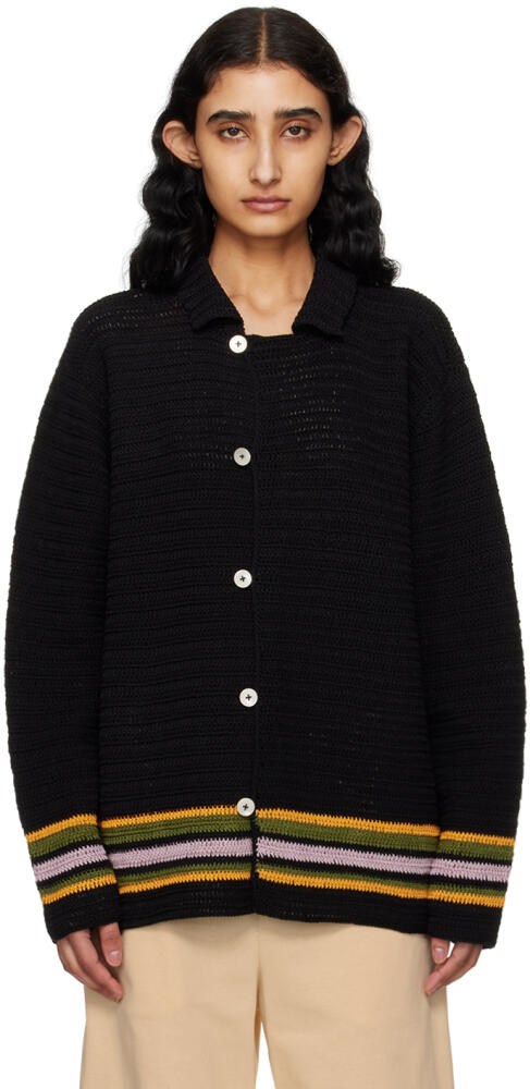 Bode Black Harbor Stripe Cardigan Cover