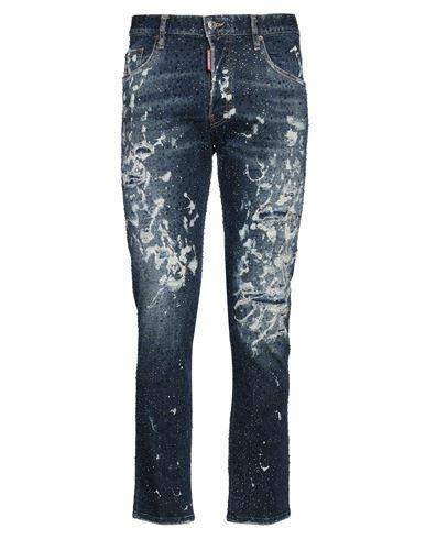 Dsquared2 Man Jeans Blue Cotton, Elastane, Calfskin Cover