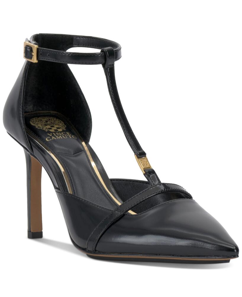 Vince Camuto Women's Branor T-Strap Pumps - Black Glossy Cover