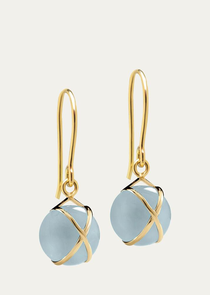 L. Klein Prisma 18k Gold Drop Earrings with Aquamarine Cover