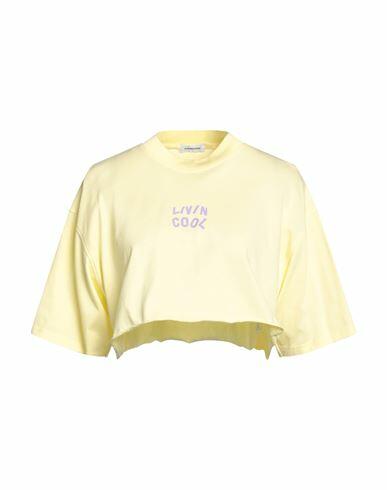 Livincool Woman T-shirt Light yellow Cotton Cover