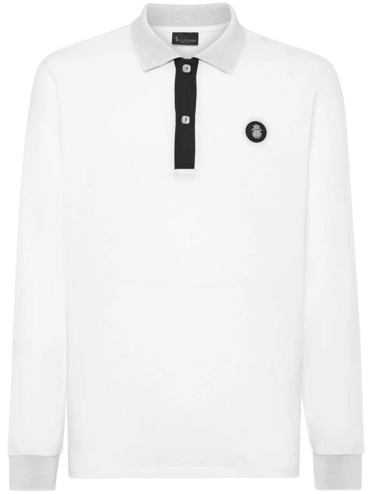 Billionaire crest-embroidered cotton polo shirt - White Cover