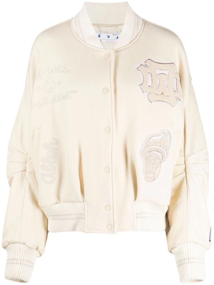 Off-White Liberty cropped bomber jacket - Neutrals Cover