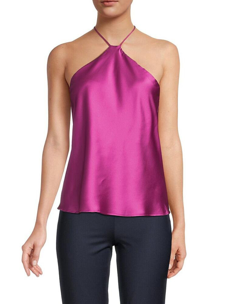 Renee C. Women's Satin Halterneck Top - Magenta Cover