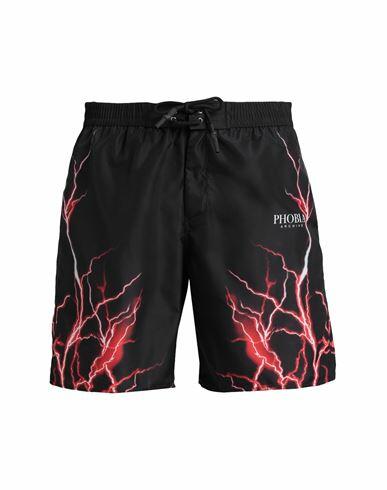 Phobia Archive Swim Shorts With Red Lightning Man Swim trunks Black Polyester Cover