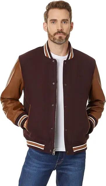 Levi's(r) Wool Blend Mixed Media Varsity Jacket (Port Body/Brown Sleeves) Men's Jacket Cover