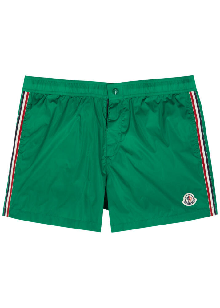 Moncler Striped Logo Shell Swim Shorts - Green Cover