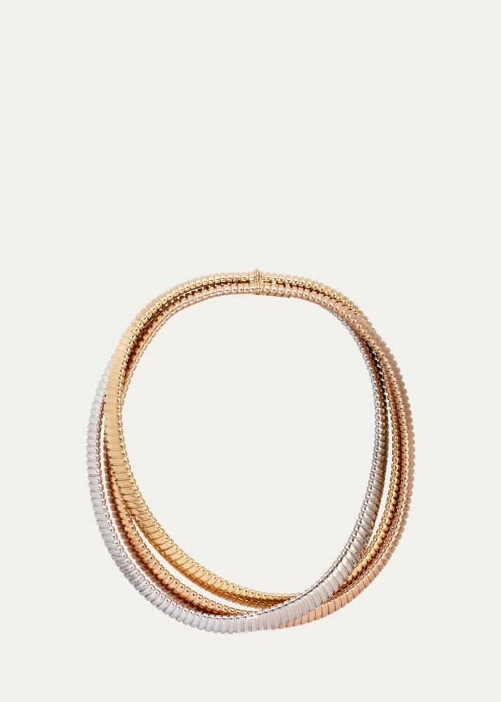 Sidney Garber 18K White, Yellow and Rose Gold Tricolor 3 Band Rolling Necklace, 18"L Cover