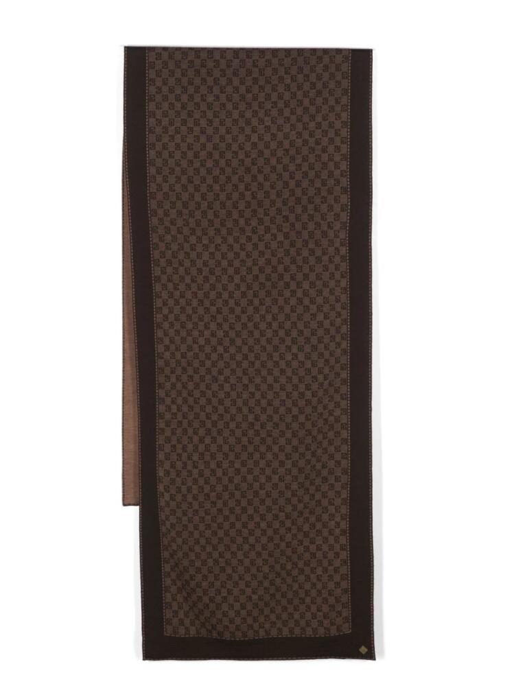 Balmain monogram-jacquard wool scarf - Brown Cover