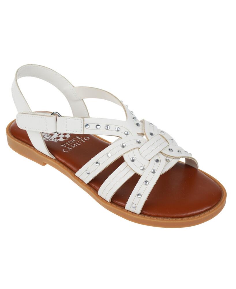 Vince Camuto Big Girl's Interwoven Sandal with Rhinestones Polyurethane Sandals - White Cover