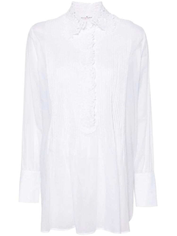 Ermanno Scervino floral-embroidered pleated blouse - White Cover