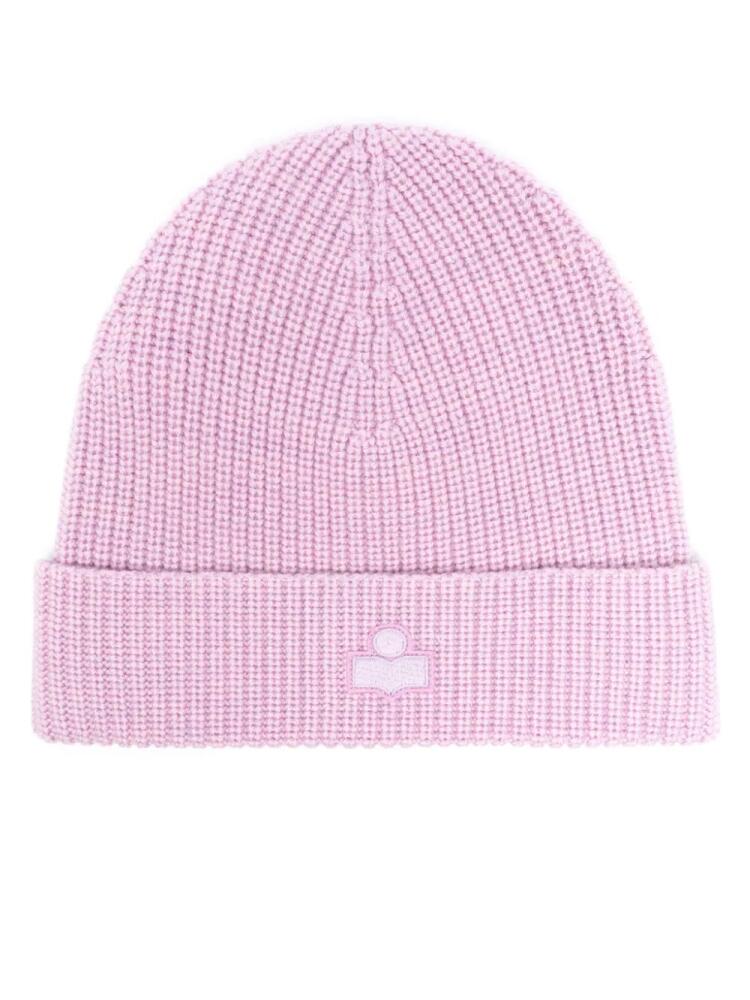 ISABEL MARANT Bayle logo-embroidered ribbed beanie - Purple Cover