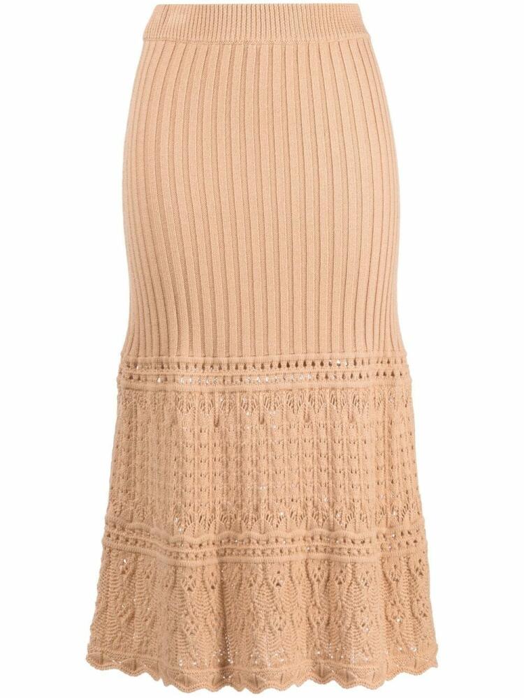 Boutique Moschino knitted mid-length skirt - Neutrals Cover