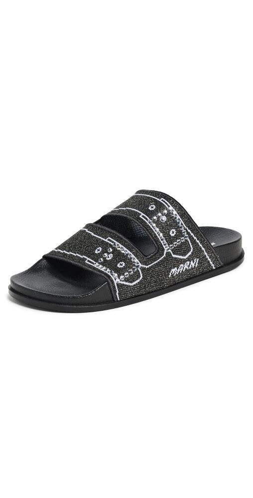 Marni Slide Glitter Sandals Black Cover