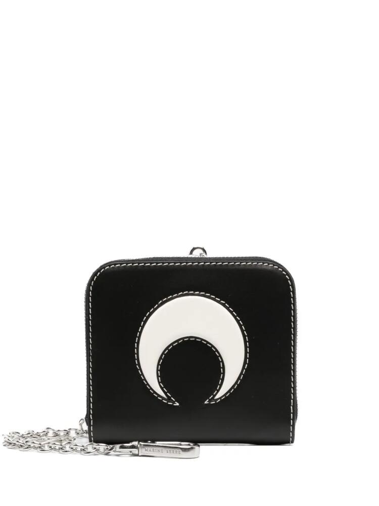 Marine Serre Moon-patch leather chain wallet - Black Cover