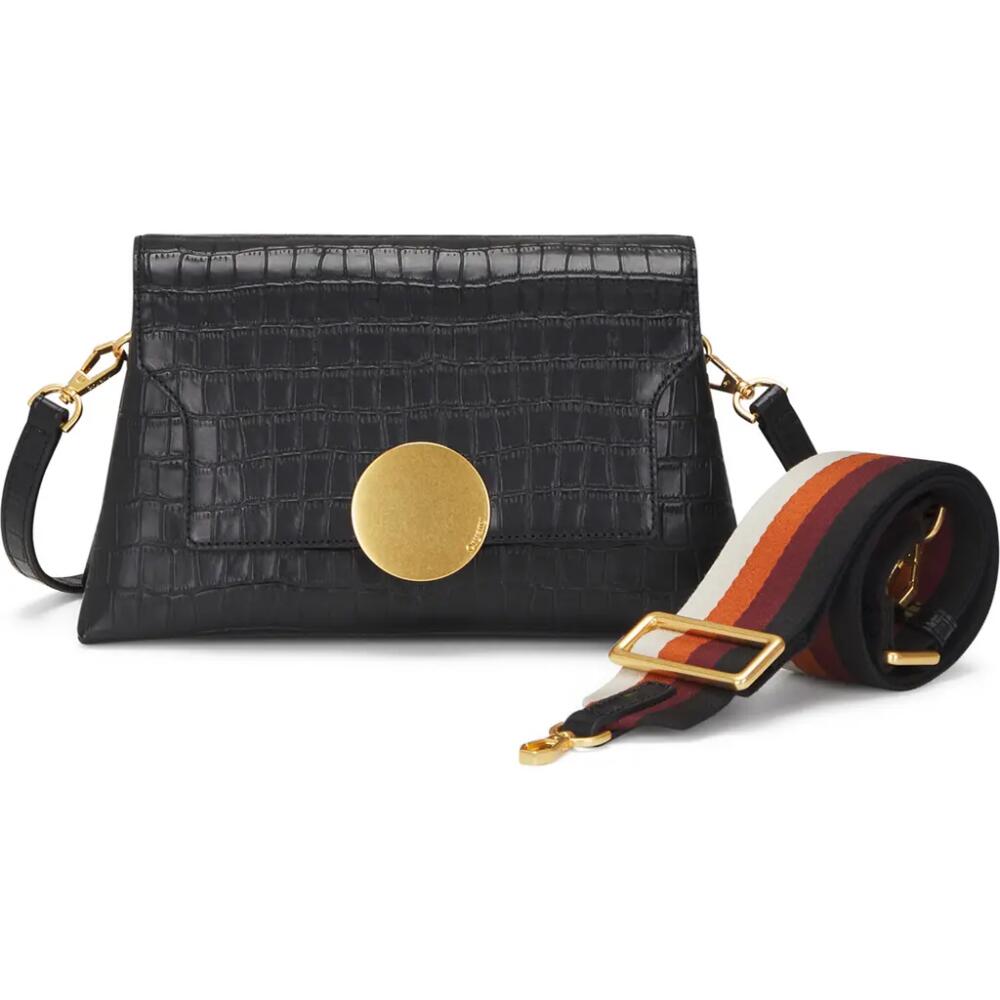 Oryany Lottie Croc Embossed Leather Crossbody Bag in Black Cover