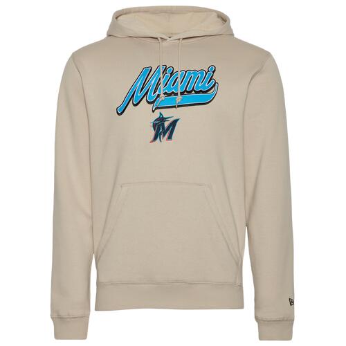 New Era Marlins Hooded Pullover - Mens Tan/Tan Cover