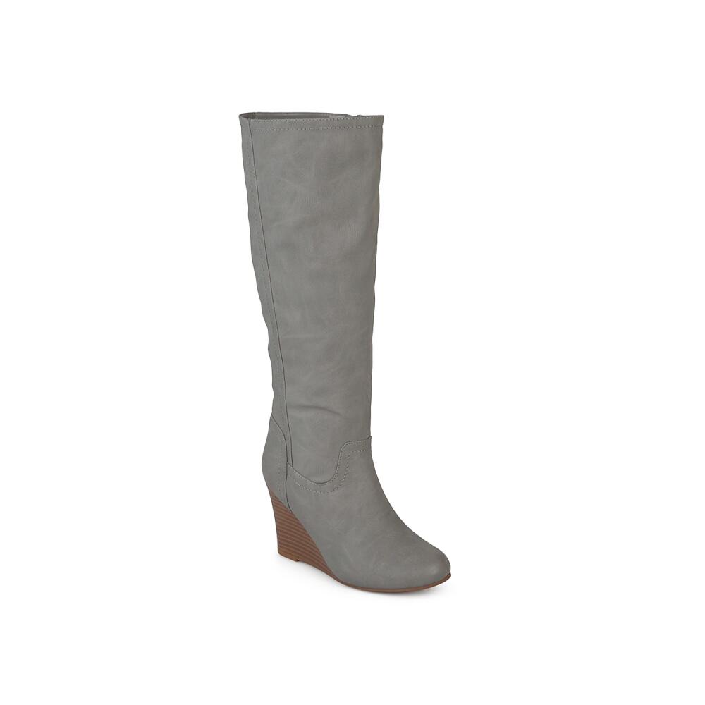 Journee Collection Langly Wide Calf Wedge Boot | Women's | Grey Cover