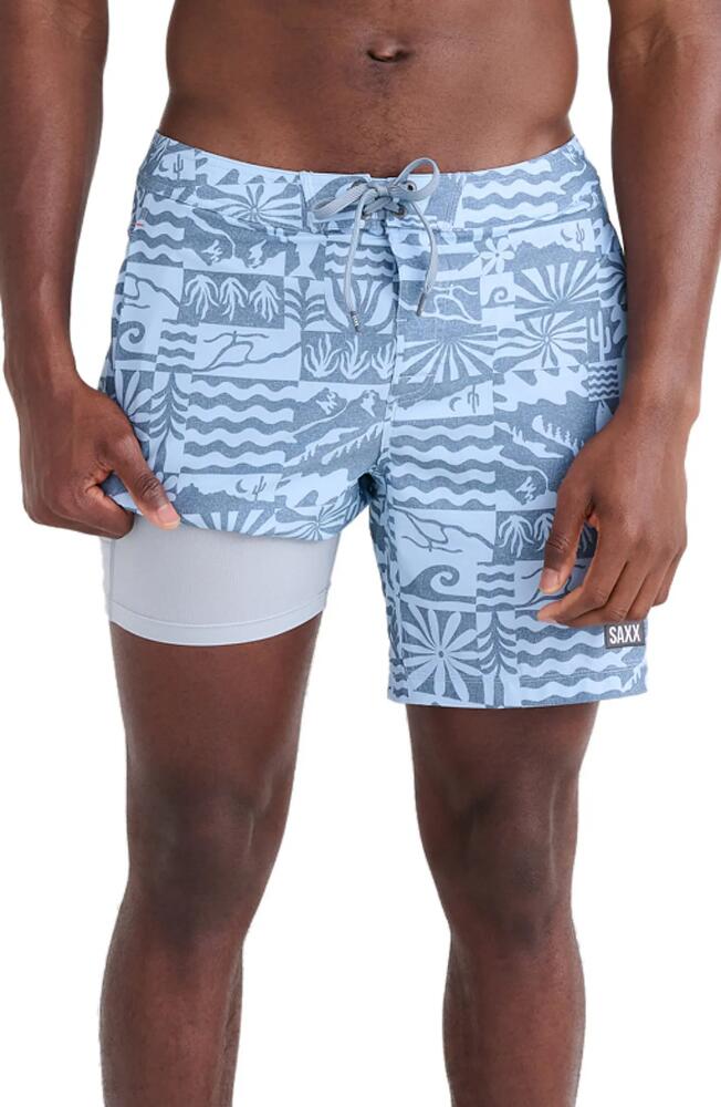 SAXX Betawave 2N1 7-Inch Board Shorts in West Coast- Chambray Cover