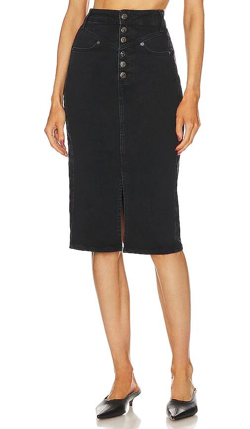 Veronica Beard Herron Denim Midi Skirt in Black Cover